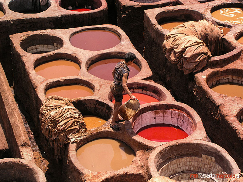 Conciatura delle pelli, Fez, Marocco